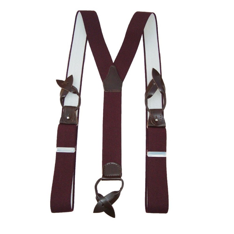Bretelles homme boutons bordeaux