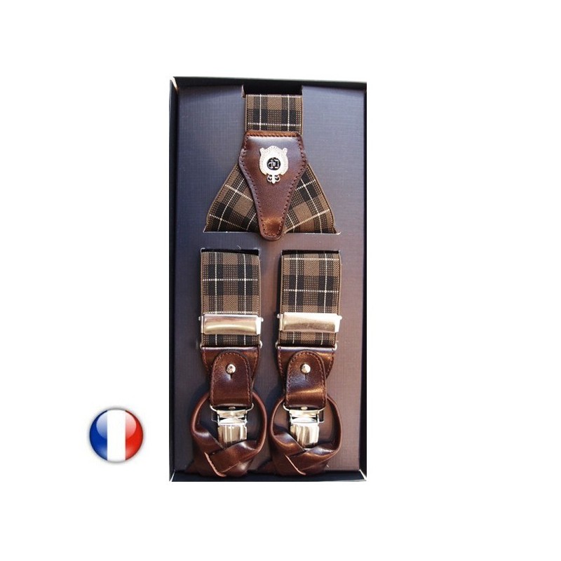 Bretelles homme Cotton Park tartan beige