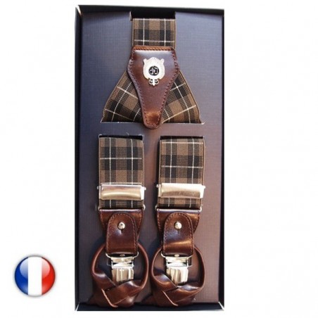 Bretelles homme Cotton Park tartan beige