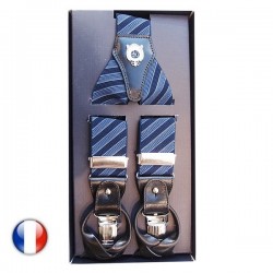 Bretelles homme Cotton Park rayures marine et bleu