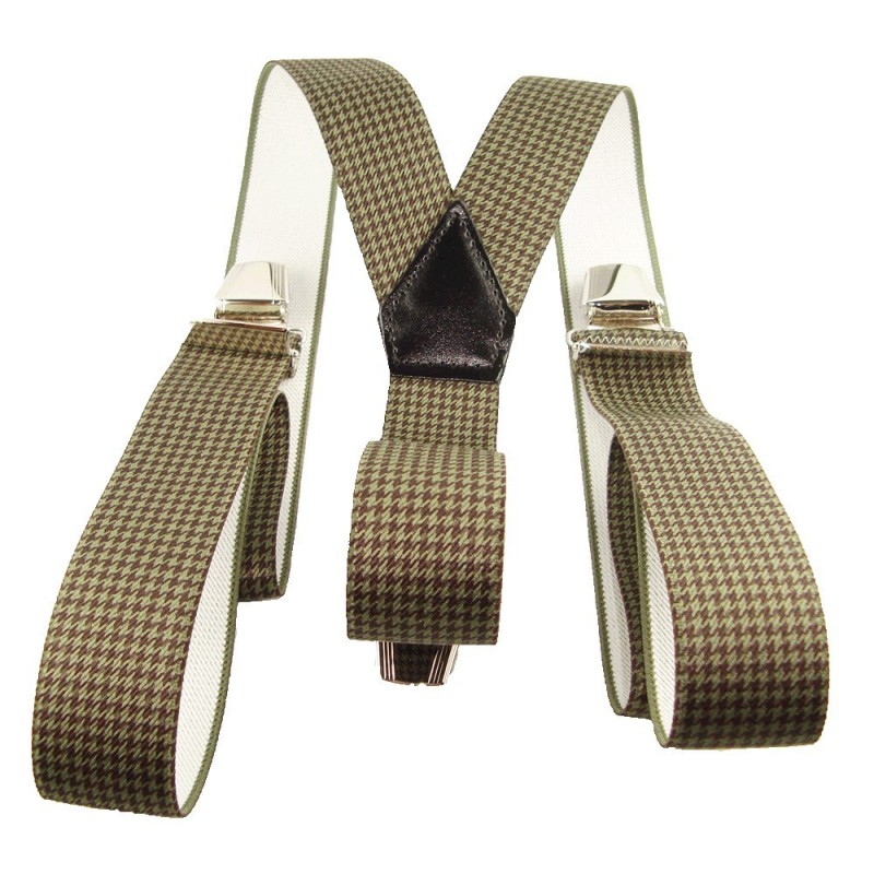 Bretelle homme pied de poule verte