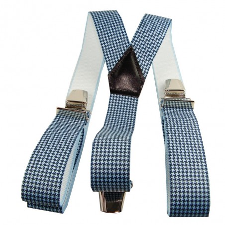 Bretelle homme pied de poule bleu